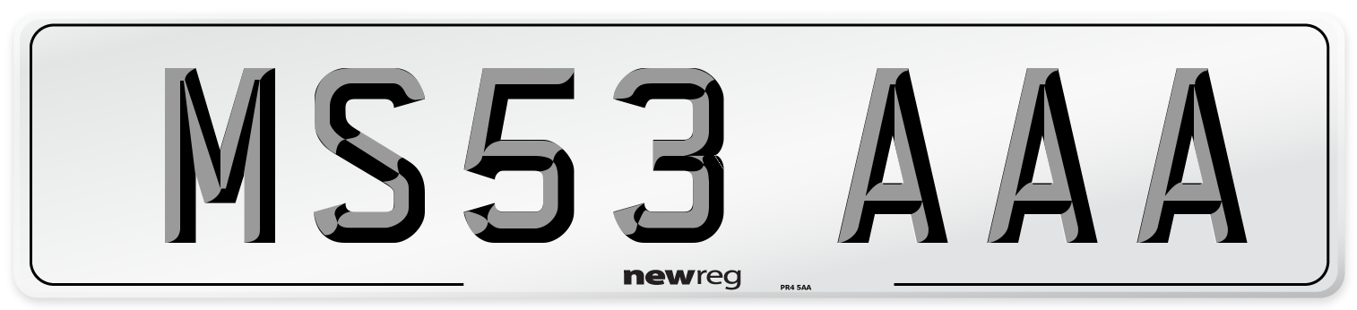 MS53 AAA Number Plate from New Reg
